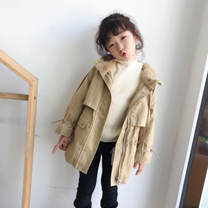 韩版品牌童装戈朴GRUP冬季新款儿童獭兔毛风衣外套男女童棉衣