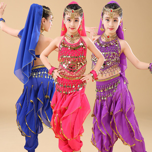 儿童印度舞演出服肚皮舞民族特色表演服天竺少女纱丽精品新款少儿
