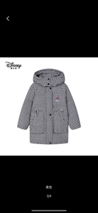 Disney/迪士尼新款秋冬儿童羽绒服白鸭绒休闲圆点中长款外套连帽