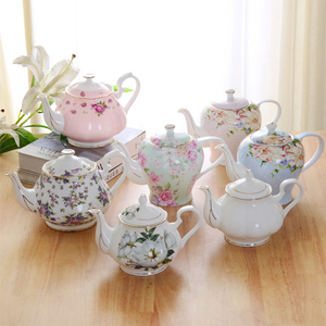 金边欧式花茶骨瓷英式下午茶茶具套装家用沏茶单壶单个陶瓷红茶壶