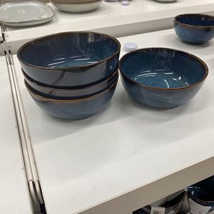 IKEA宜家格拉德里 碗吃饭碗套装家用汤碗小瓷碗4件直径14厘米蓝色