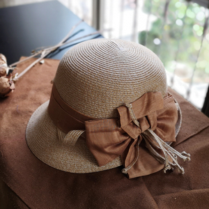 盆帽女小帽檐小沿圆顶优雅逛街短檐花朵气质帽子精工棉纱渔夫帽