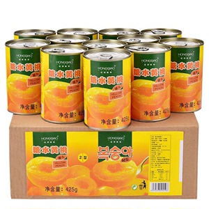 砀山特产黄桃罐头正品整箱12罐X425克新鲜糖水罐头商用烘焙