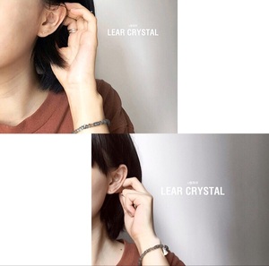 LEAF 水晶 U型耳环 加长版 纯银线条耳环/耳钉 简约 个性 酷