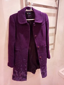 司歌专柜正品绒大衣风衣紫色呢大衣外套翻领修身优雅气质秋冬衣衣