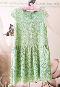 清衣柜特价【森宿】原创设计清新森女绿色蕾丝提花连衣裙
