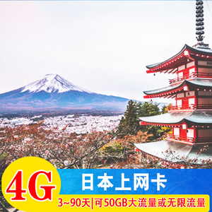 日本电话卡东京大阪境外旅游手机4G高速流量上网卡低速无限流量
