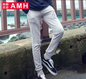 AMH男装韩版 秋季新款腰部抽绳 潮运动休闲裤颜色:灰色,尺