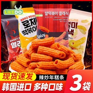 韩国进口食品涞可香辣味香辣芝士味年糕条网红膨化解馋休闲零食品