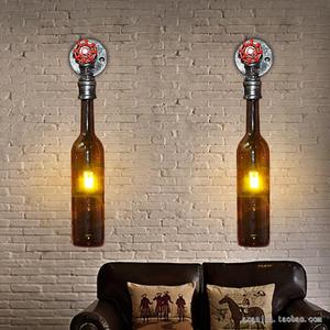 loft个性红啤酒瓶水管壁灯创意餐厅灯酒吧台咖啡厅工业风装饰壁灯