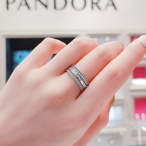Pandora潘多拉代购翻转式PANDORA的心戒指197404CZ情侣礼物对戒