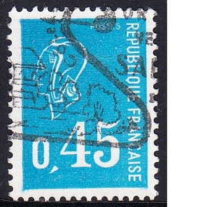 法国信销邮票 1971年 普邮 玛丽安（面值0.45）