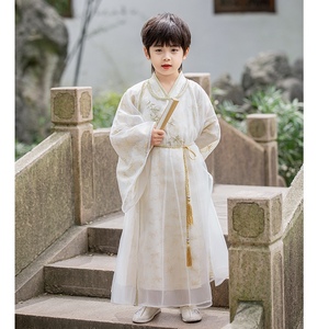 男童汉服唐朝服装儿童古装圆领袍古代诗人传统文化国学书法演出服