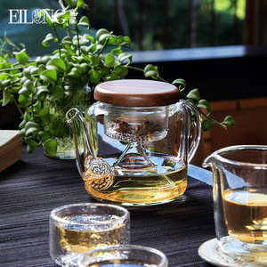台湾宜龙茶具家用加厚耐热玻璃微光蒸煮壶蒸茶煮茶花茶壶电陶炉