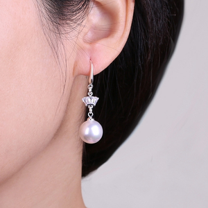 皇冠珍珠耳环韩国925纯银珍珠耳坠女 简约长款气质防过敏耳饰品