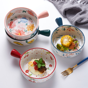 日式早餐碗泡面碗芝士带柄餐具陶瓷沙拉碗家用烘焙焗饭碗烤箱专用