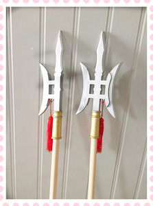 新款木质刀剑玩具 三国吕布兵器单月双月方天画戟 儿童节表演道具
