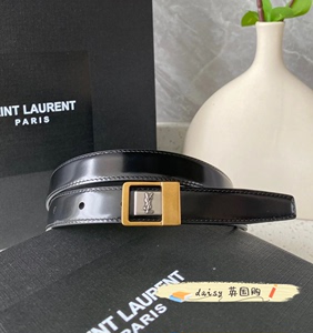 圣罗兰/YSL LA 66亮面皮革搭扣窄款腰带 方扣 2CM 男士皮带