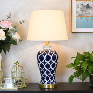 中式新古典美式客厅台灯手绘青花陶瓷卧室床头灯现代时尚创意装饰