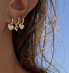 Boonee alus小众设计感复古金色樱桃爱心耳环女个性时尚耳饰品潮