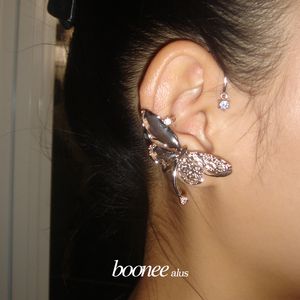 Boonee alus原创轻奢不对称蜻蜓耳夹女独特设计高级感耳挂耳骨夹