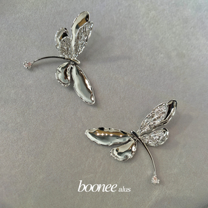 Boonee alus原创小众蜻蜓设计感耳钉双层轻奢高级感精致新款耳环