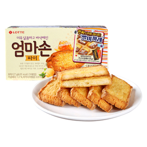 韩国进口乐天妈妈手派千层酥蜂蜜黄油味奶香酥脆饼干休闲零食127g