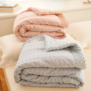 加厚豆豆绒毛毯被子芯冬季床上用保暖纱布夹棉绒毯子特厚加绒盖毯