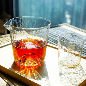 日本进口田岛硝子富士山杯匠人手工玻璃公道杯片口冷茶杯酒杯套装