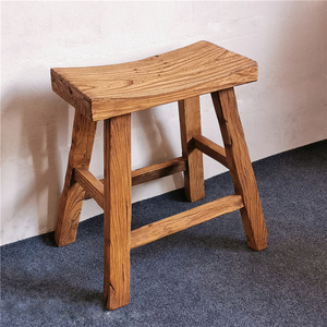 老榆木成人实木方凳家用矮鞋凳老门板餐厅小凳子单人餐椅原木板凳