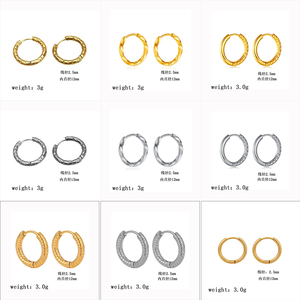 【新品金色+钢色】时尚满天星钛钢圆形18K金耳扣简约风不锈钢耳环