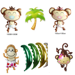 椰子树椰子树叶爱心猴桃花猴子铝膜铝箔球森林系列布置装饰
