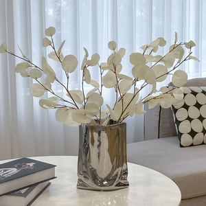 ins轻奢风电镀银色花瓶网红高级感插花器创意客厅餐桌装饰摆件