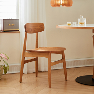 西枝全实木餐椅北欧樱桃木家用靠背椅客厅餐厅小户型餐桌实木椅子
