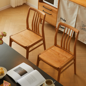 西枝餐椅樱桃木全实木椅子家用客厅简约书桌椅日式饭桌椅子靠背椅