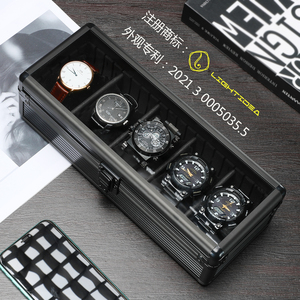 手表盒专利正品雅黑多位透明玻璃首饰盒配表枕热销合金手表收纳盒