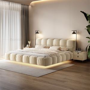 奶油风tufty泡芙床网红悬浮床钢架现代简约主卧室布艺床1.8米婚床