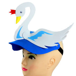 小天鹅头饰大白鹅动物头套面具儿童学校运动会帽子幼儿园表演道具
