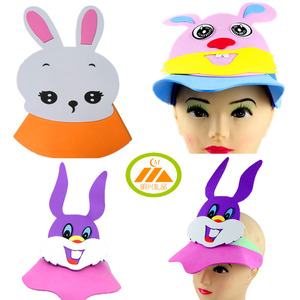 兔子头饰小白兔头套动物面具儿童学校运动会表演道具卡通帽子eva