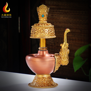 净水壶黄铜鎏金雕花藏式民族用品贲巴壶复古摆件净水瓶家用宝瓶