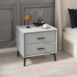 意式轻奢岩板床头柜小尺寸实木窄简约现代迷你灰色北欧小型床边柜
