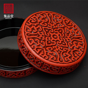 中国特色传统手工艺品北京纪念品剔犀剔黑剔红雕漆首饰盒漆器捧盒