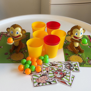 儿童益智玩具亲子多人聚会互动桌面游戏猴子投球抛椰子男女孩