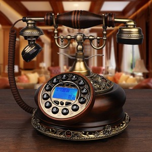 欧式仿古电话机座机美式实木电话机家用固定办公古董复古时尚电话