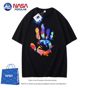 NASA联名款/夏季新款宽松休闲男女上衣2024韩版百搭潮情侣短袖T恤