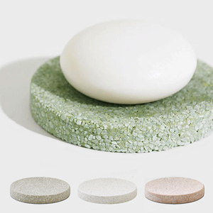日本soil创意吸水快干硅藻土圆形浴室肥皂盒香皂托皂架D10cm进口