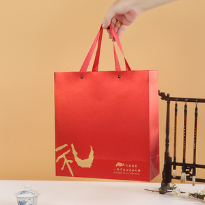 喜庆红色通用礼品袋包装袋名贵礼品虫草燕窝礼品包装袋礼盒手提袋