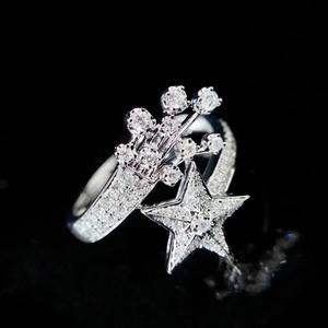 本店定制 韩国欧美个性简约夸张金属满钻星星戒指饰品女指环