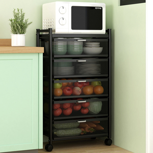 抽屉式厨房置物架落地多层微波炉烤箱收纳架大容量水果蔬菜储物柜