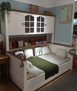 星星索儿童实木家具 美墅美式南美松木组合床书架床单层床可拆分